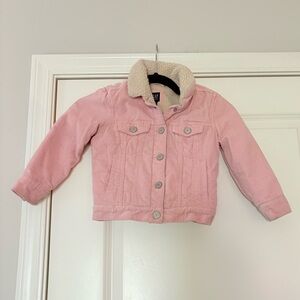 GAP Girls Pink Corduroy Sherpa Collar Jean Jacket